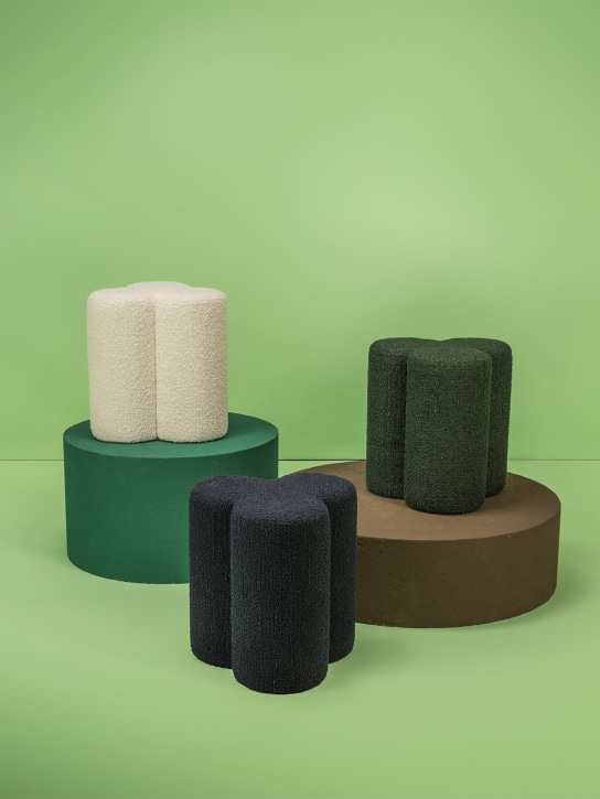 Polspotten: Clover Green bouclé stool - Green - ecraft_1 | Luisa Via Roma