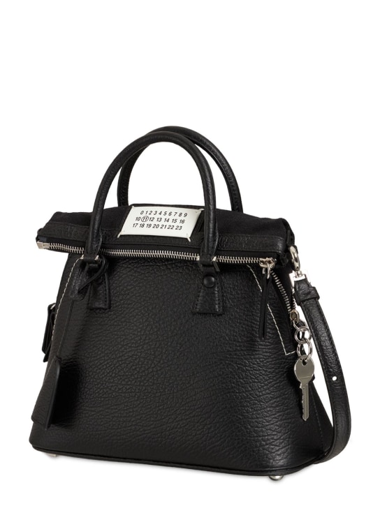 Maison Margiela: Mini 5AC grained leather top handle bag - Black - men_1 | Luisa Via Roma