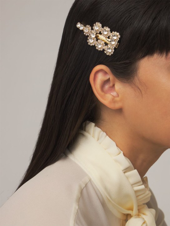 Roger Vivier: Flower hair clip w/ crystal details - Gold - women_1 | Luisa Via Roma