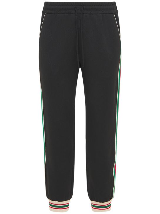 Gucci: GG jersey jacquard jogging pants - Black - men_0 | Luisa Via Roma