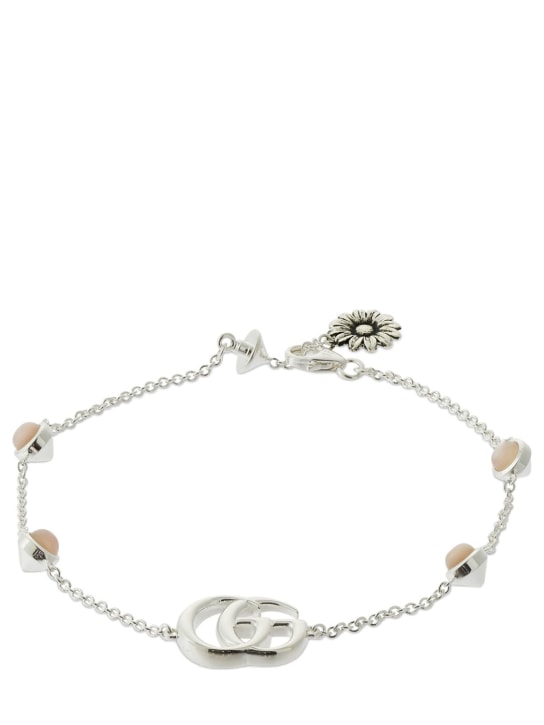 Gucci: Double G mother of pearl bracelet - Silver/Pink - women_0 | Luisa Via Roma