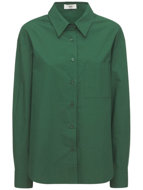The Frankie Shop: Lui organic cotton poplin shirt - Green - women_0 | Luisa Via Roma