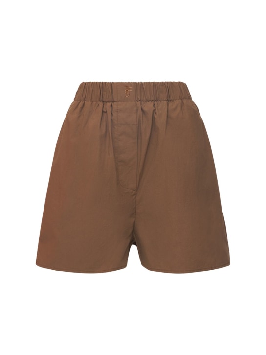 The Frankie Shop: Lui organic cotton poplin boxer shorts - Brown - women_0 | Luisa Via Roma