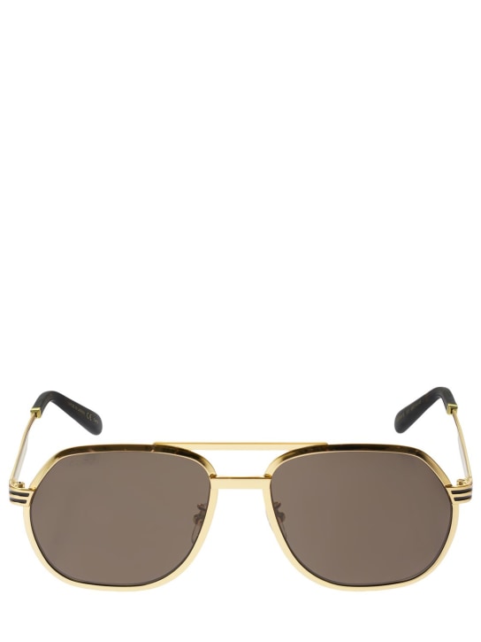 Gucci: Aviator metal sunglasses - Gold/Brown - men_0 | Luisa Via Roma