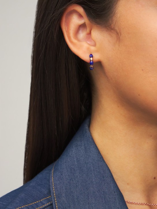 DoDo: Boucles d'oreilles en céramique et or 9 K Granelli - R.Gold/Blue - women_1 | Luisa Via Roma