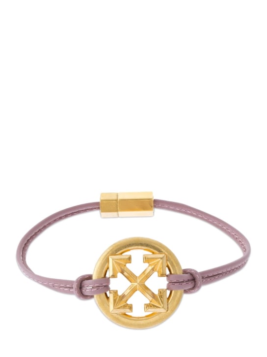 Off-White: Arrow leather bracelet - Lilac/Gold - women_0 | Luisa Via Roma