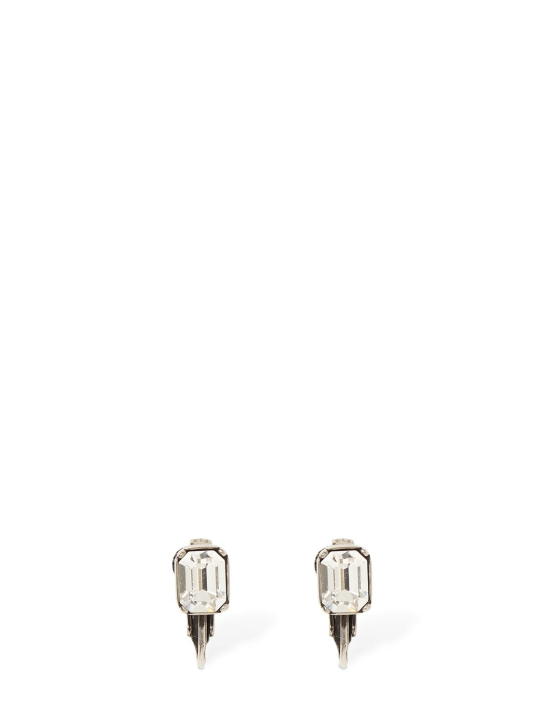 Dsquared2: D2 sparkle crystal clip-on earrings - Silver - women_0 | Luisa Via Roma