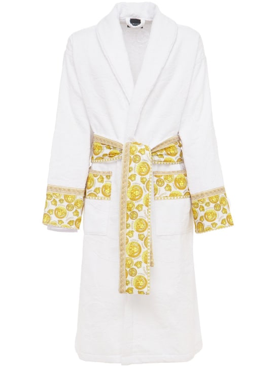 Versace: Jaq Medusa cotton bathrobe - White/Gold - ecraft_0 | Luisa Via Roma