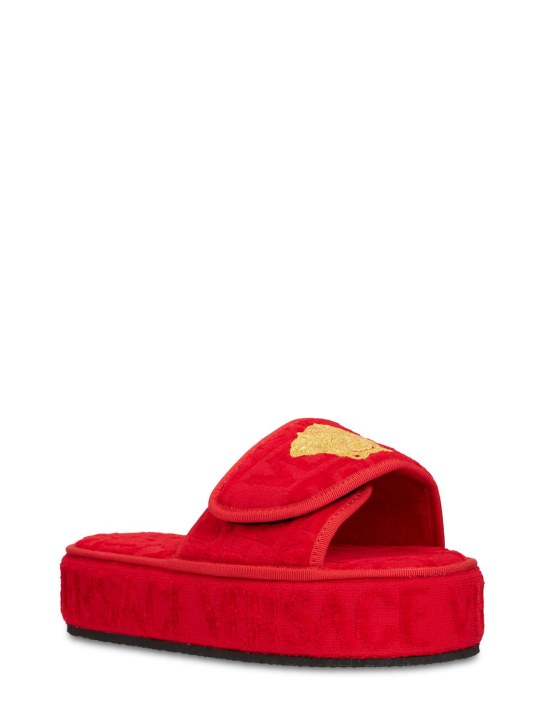 Versace: Medusa cotton slippers - Rosso - women_1 | Luisa Via Roma