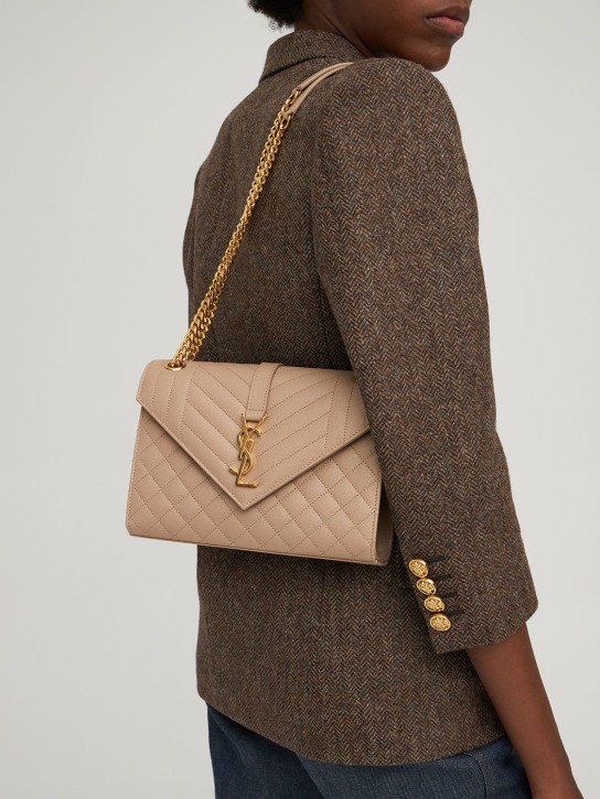 Saint Laurent: Medium Envelope quilted leather bag - Dark Beige - women_1 | Luisa Via Roma