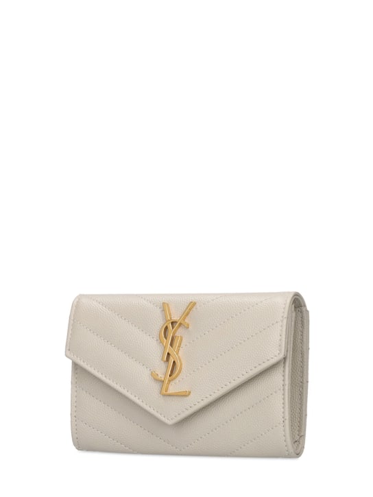 Saint Laurent: Monogram leather envelope wallet - Crema Soft - women_1 | Luisa Via Roma
