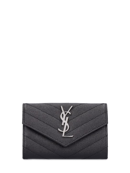 Saint Laurent: SM Monogram leather envelope wallet - Black - women_0 | Luisa Via Roma