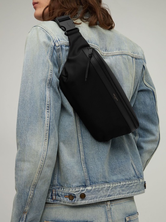 Saint Laurent: City leather & nylon crossbody bag - Black - men_1 | Luisa Via Roma