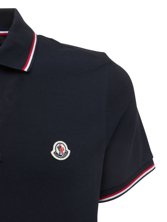 Moncler: Cotton piquet polo shirt - Navy - men_1 | Luisa Via Roma