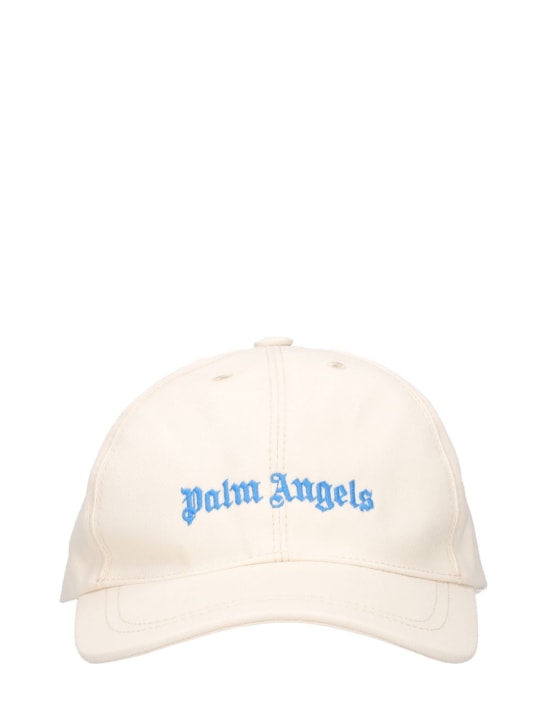 Palm Angels: Logo cotton gabardine baseball cap - White - kids-boys_0 | Luisa Via Roma