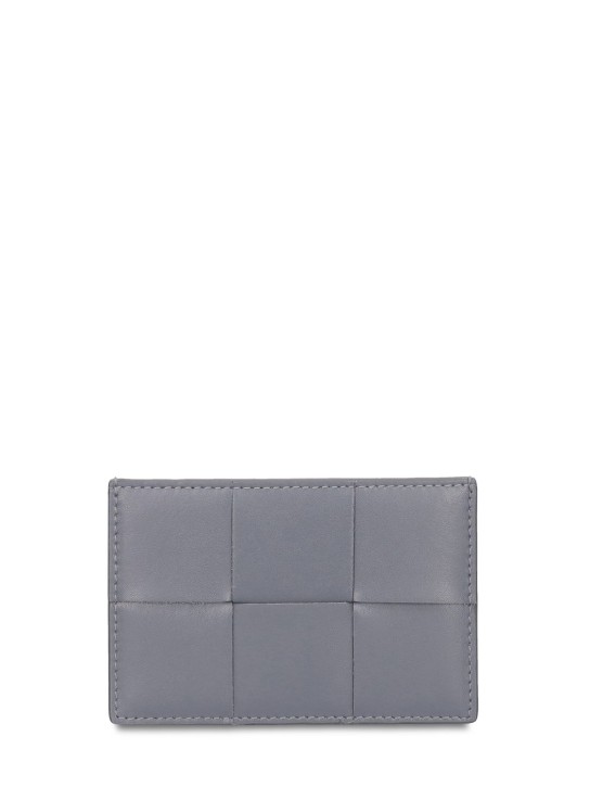 Bottega Veneta: Cassette leather credit card case - Thunder - men_0 | Luisa Via Roma