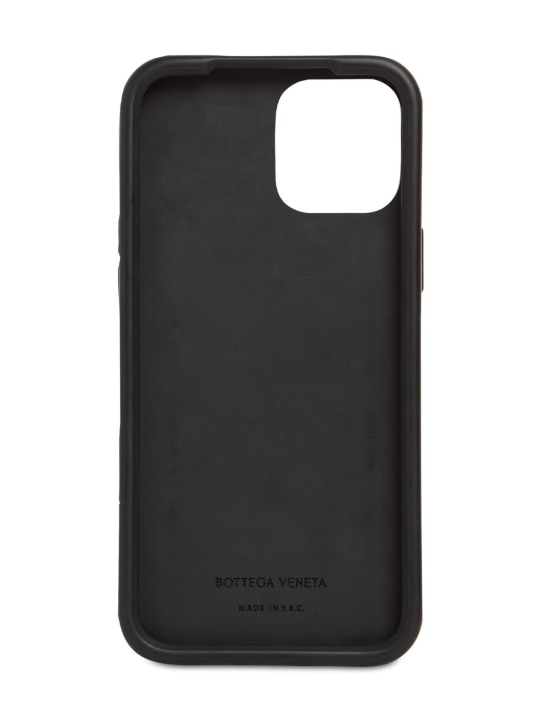 Bottega Veneta: Cover iPhone 13 Pro Intrecciato in gomma - Nero - women_1 | Luisa Via Roma