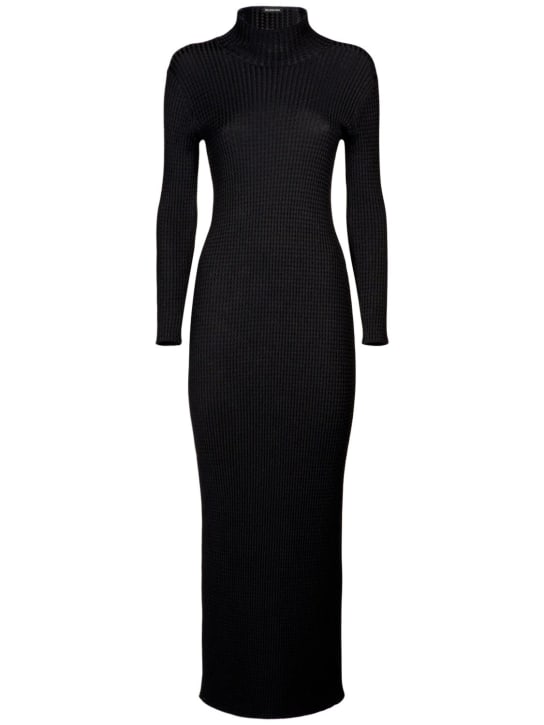 Balenciaga: Vestido de lana ajustado - Negro - women_0 | Luisa Via Roma