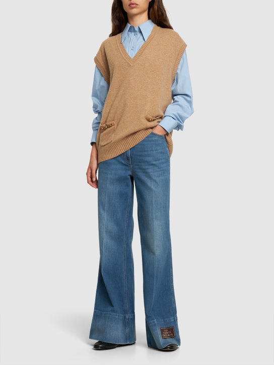 Gucci: Cashmere knit vest w/ chain detail - Camel/Mix - women_1 | Luisa Via Roma