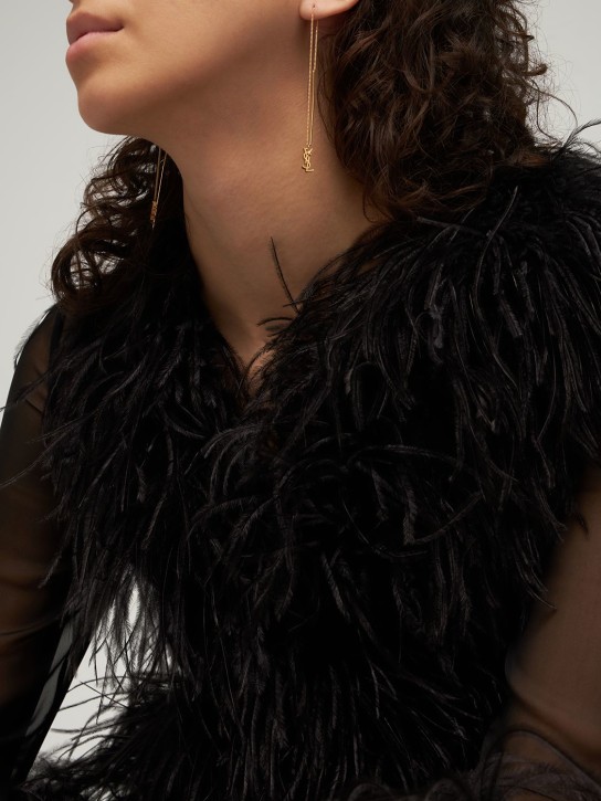 Saint Laurent: YSL long chain slide earrings - Gold - women_1 | Luisa Via Roma