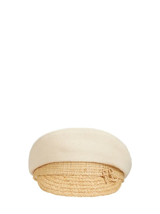 Ruslan Baginskiy: Sombrero bretón de paja y algodón con logo - Natural Straw - women_0 | Luisa Via Roma