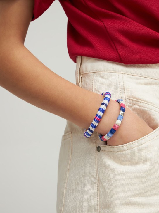 Isabel Marant: Sora stripes beaded bracelet - Multi/Blue - women_1 | Luisa Via Roma