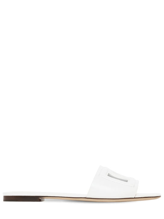 Dolce&Gabbana: 10mm Bianca leather slide sandals - White - women_0 | Luisa Via Roma