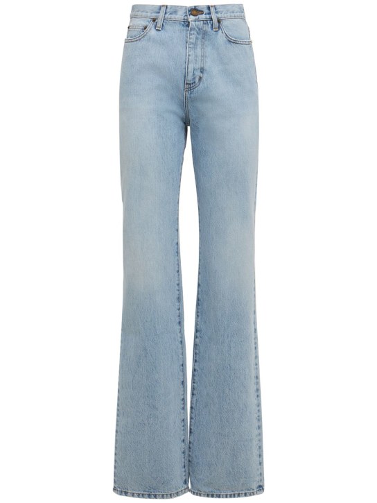Saint Laurent: Janice straight cotton denim jeans - Clear Sky - women_0 | Luisa Via Roma
