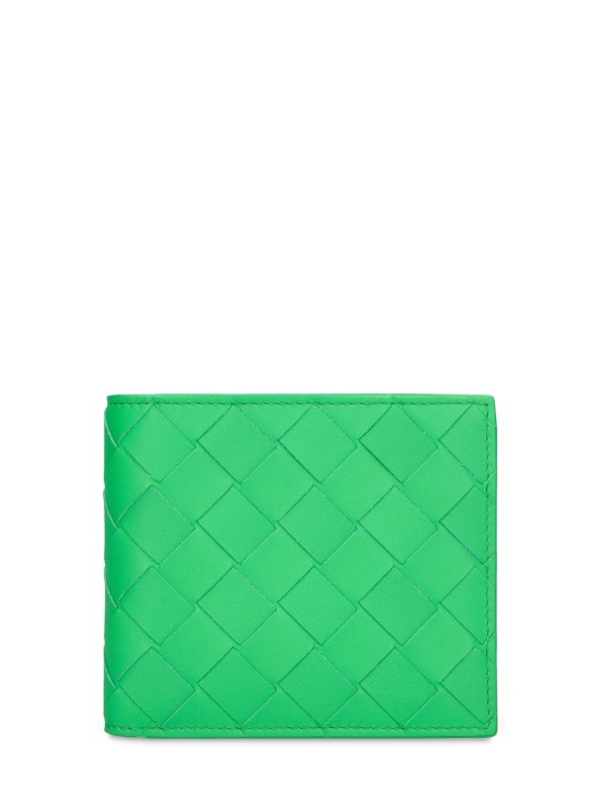 Bottega Veneta: Intrecciato leather bi-fold wallet - Parakeet - men_0 | Luisa Via Roma