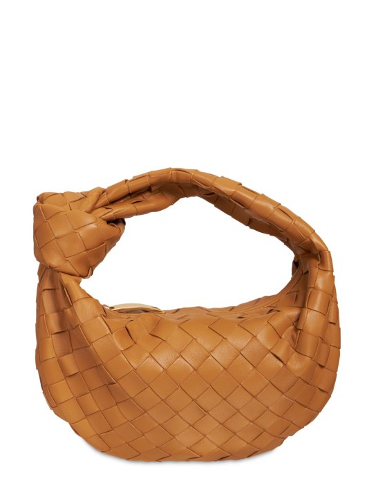Bottega Veneta: Mini Jodie leather top handle bag - Caramel - women_0 | Luisa Via Roma