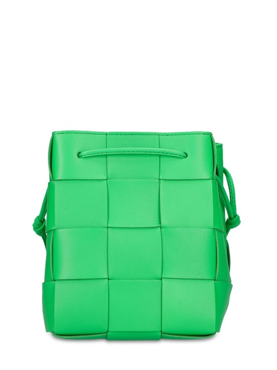 Bottega Veneta: Small Cassette leather bucket bag - Parakeet - women_0 | Luisa Via Roma