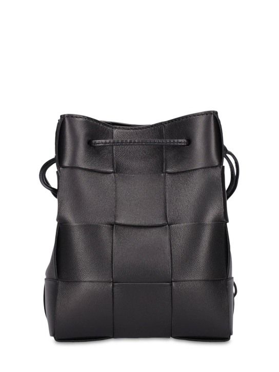 Bottega Veneta: Small Cassette leather bucket bag - Black - women_0 | Luisa Via Roma