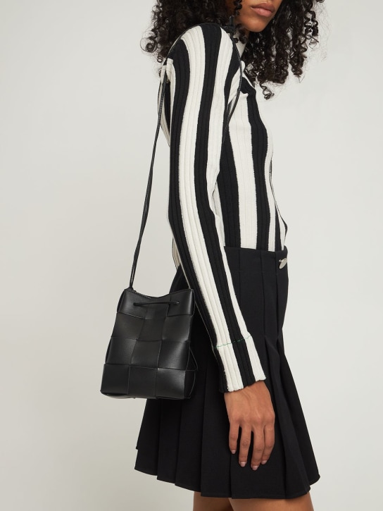 Bottega Veneta: Small Cassette leather bucket bag - Black - women_1 | Luisa Via Roma