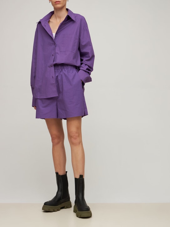 The Frankie Shop: Lui organic cotton poplin boxer shorts - Purple - women_1 | Luisa Via Roma