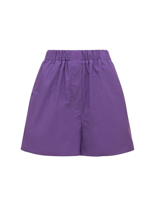 The Frankie Shop: Lui organic cotton poplin boxer shorts - Purple - women_0 | Luisa Via Roma
