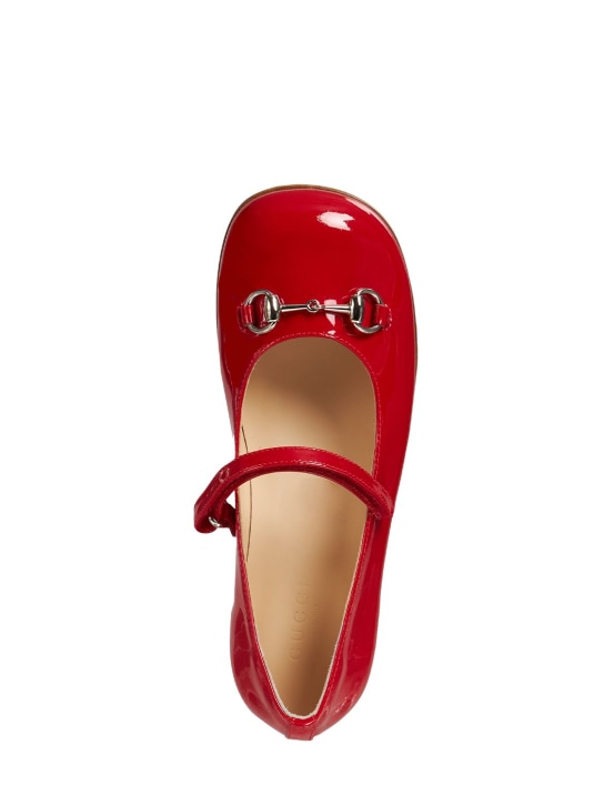 Gucci: Patent leather ballerinas w/ Horsebit - Red - kids-girls_1 | Luisa Via Roma