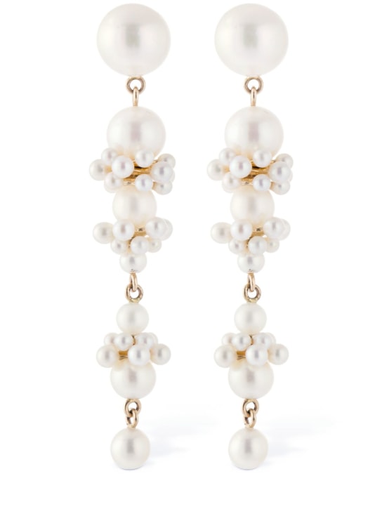 SOPHIE BILLE BRAHE: 14kt & Pearl Tulip Perle earrings - Pearl - women_0 | Luisa Via Roma