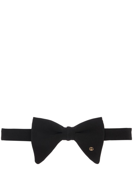 Gucci: Silk bow tie w/ logo detail - Black - men_0 | Luisa Via Roma