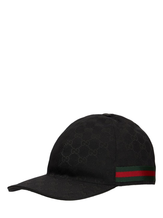 Gucci: GG Supreme canvas baseball hat - Black - women_1 | Luisa Via Roma