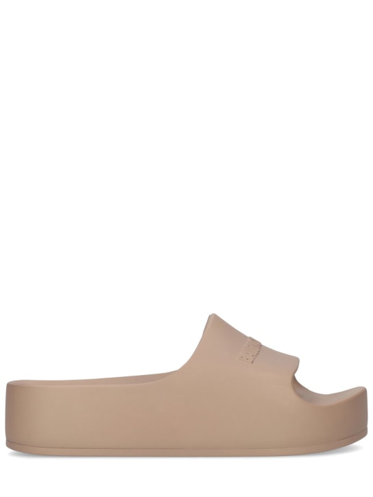 Balenciaga: 40mm Rubber slide sandals - Taupe - women_0 | Luisa Via Roma