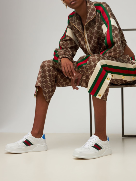 Gucci: 50mm hohe Sneakers aus Leder "Chunky B" - Weiß - women_1 | Luisa Via Roma