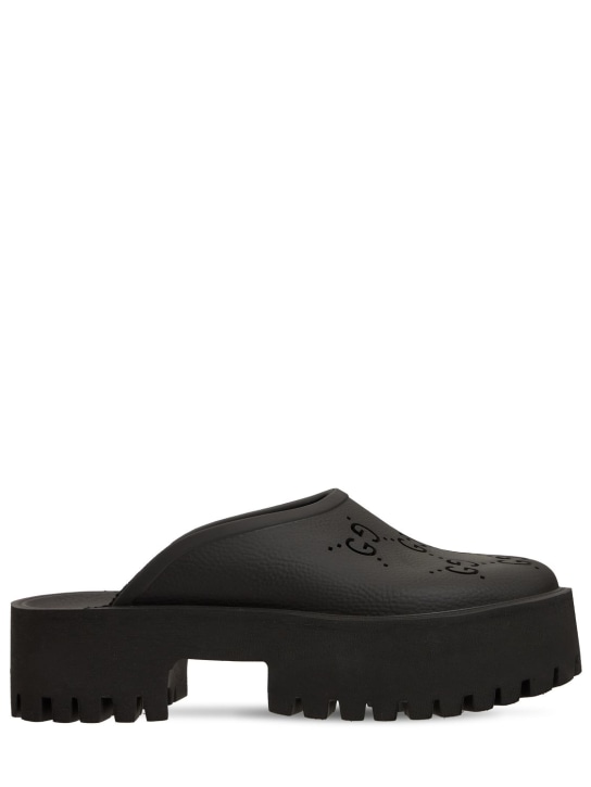 Gucci: 55mm Elea perforated G platform sandals - Black - women_0 | Luisa Via Roma