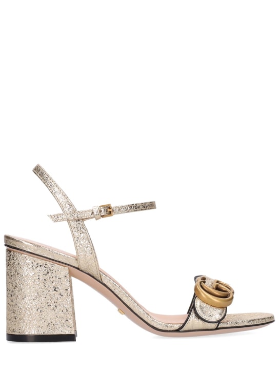 Gucci: 75mm Metallic leather sandals - Platinum - women_0 | Luisa Via Roma
