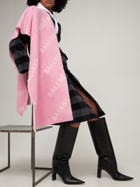 Balenciaga: All over logo wool scarf - Pink/White - women_1 | Luisa Via Roma