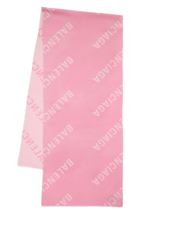 Balenciaga: All over logo wool scarf - Pink/White - women_0 | Luisa Via Roma