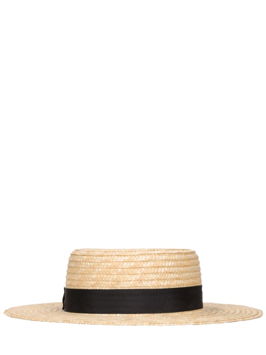 LACK OF COLOR: The Spencer Boater straw hat - Natural/Black - women_0 | Luisa Via Roma