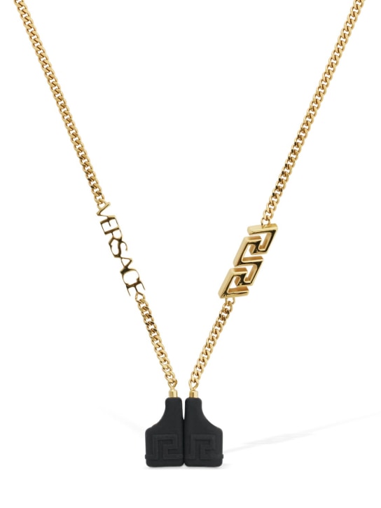 Versace: Cadena para auriculares de metal - Oro - men_0 | Luisa Via Roma
