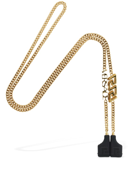 Versace: Cadena para auriculares de metal - Oro - men_1 | Luisa Via Roma