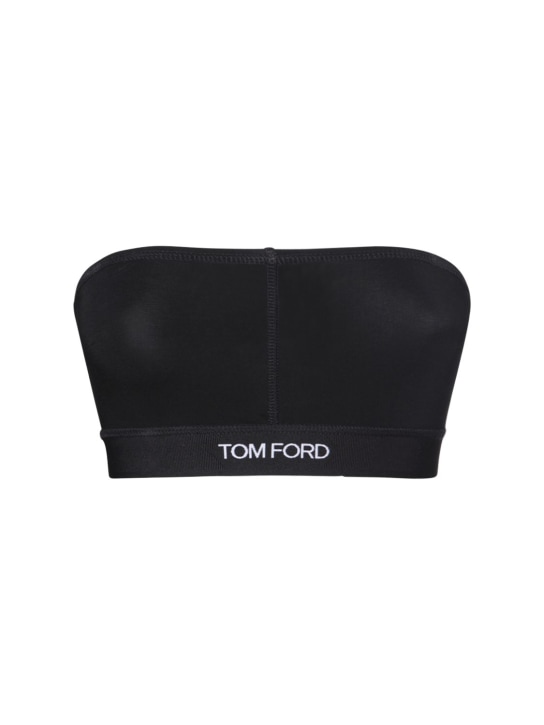Tom Ford: Tech jersey bandeau bra - Black - women_0 | Luisa Via Roma