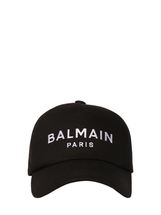 Balmain: Logo cotton baseball cap - Black - women_0 | Luisa Via Roma